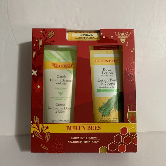 Burt's Bees Hydration Station Gift Box Set Cream Cleanser Body Lotion Lip Balm - Picture 1 of 6